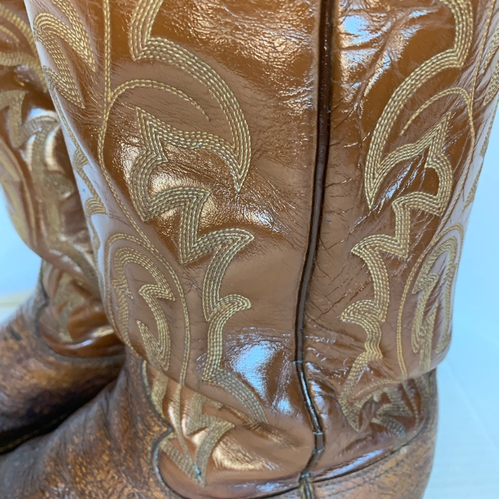 Vintage Justin Brown Leather Western Cowboy Boots Size 8D Rodeo - Picture 3 of 16